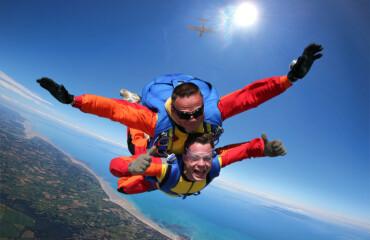 Saut en parachute tandem en Normandie à Lessay – vue mer